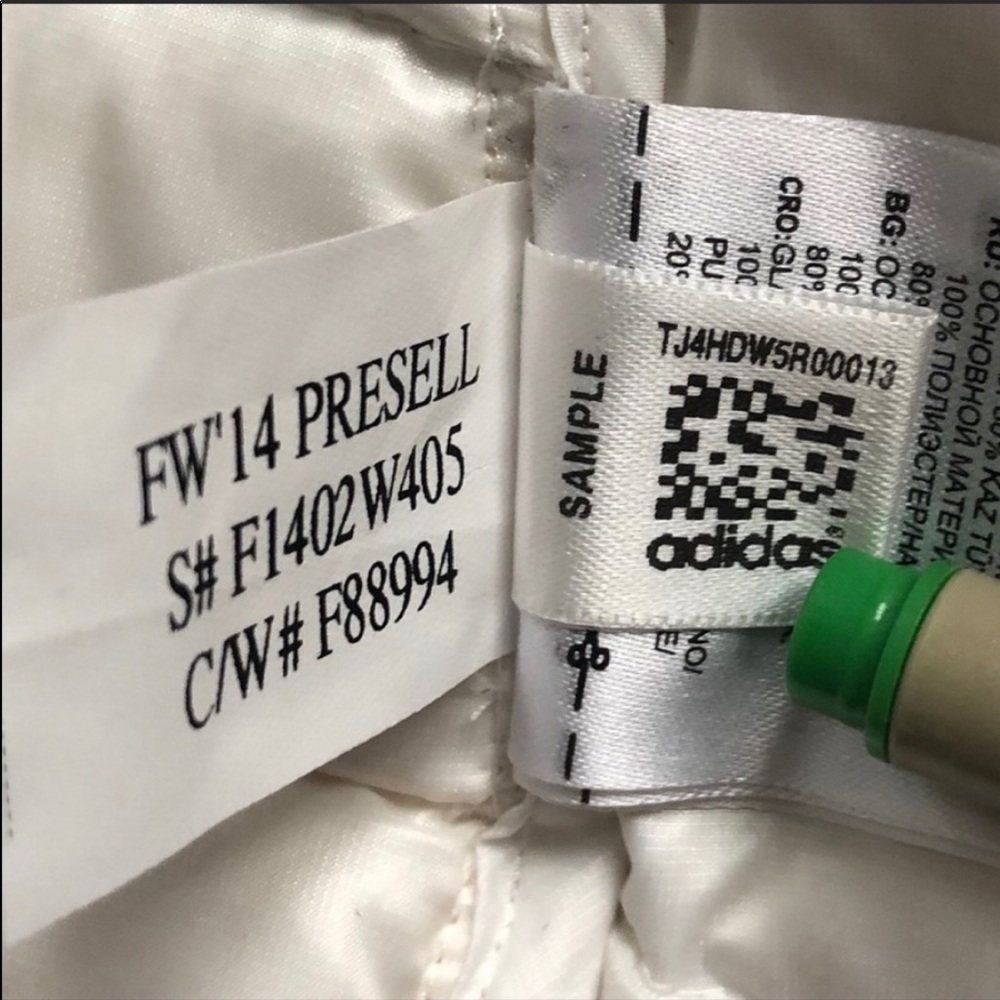 NWT Adidas White Down Puffer Jacket Small - Sample - Picture 15 of 15